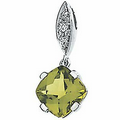 14K White Gold 7mm Genuine Peridot and .02 CTW Diamond Pendant